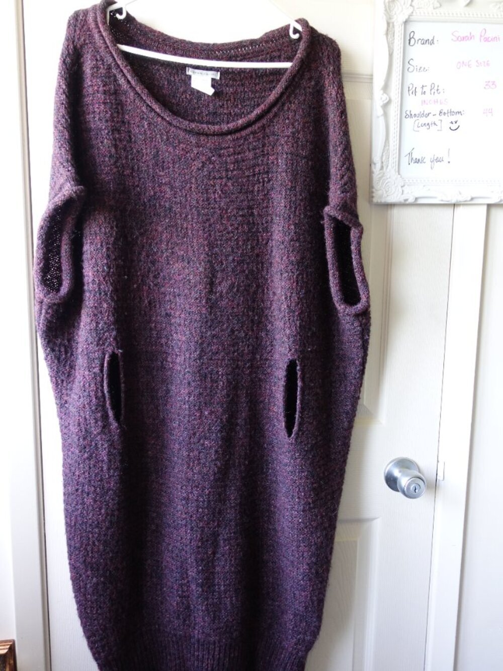 Wool Sarah Pacini Purple Knit Maxi Dress One Size